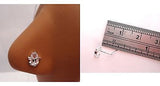Nose Stud Pin Ring L Shape Post Clear Crystal Dancing Flower 20g 20 gauge - I Love My Piercings!