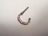 Pink Crystal Nose Septum Clicker Ring Hoop 7mm Straight Post 14 gauge 14g - I Love My Piercings!