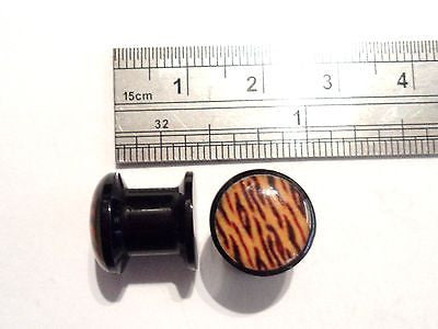 2 pieces Black Acrylic Flesh Leopard Skin Plugs Screw on Back Fit 0g 0 gauge - I Love My Piercings!