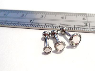 3 Clear Crystal 5mm 4mm 3mm Triple Forward Helix Studs Barbells 16 gauge 16g - I Love My Piercings!