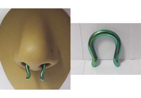 Nose Ring SEPTUM Nostril Green Titanium Longer Drop U Shape 10 gauge 10g - I Love My Piercings!