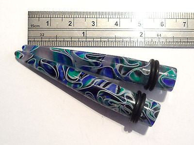 Pair Straight Stretchers Tapers Ear Lobe Gauges 00 gauge 00g Blue Black Green - I Love My Piercings!