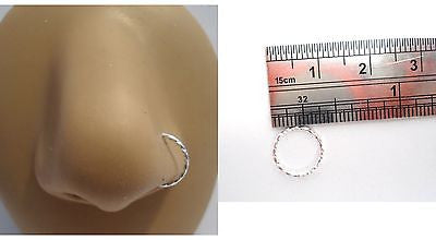Twisted Silver Titanium Seamless Nose Hoop Ring 18 gauge 18g 9mm Diameter - I Love My Piercings!