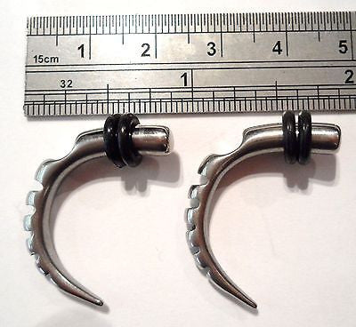 New Pair Tribal Notch Surgical Stainless Steel Curved Plugs 6g 6 gauge - I Love My Piercings!