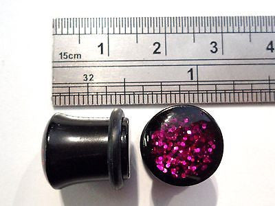 Pair 2 pieces Purple Glitter Sparkle Single Flare Plugs 00 gauge 00g - I Love My Piercings!