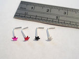 4 Titanium Dipped Star L Shape Thin Pins Studs Nose Rings 22 gauge 22g - I Love My Piercings!