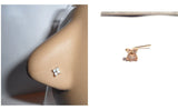 10K Gold Claw Set Pronged Flower Diamond cz Crystal L Shape Nose Pin Stud 22 gauge - I Love My Piercings!