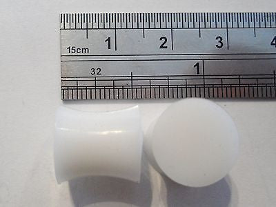 2 pieces Pair White Silicone Flexible Double Flare Lobe Plugs 00 gauge 00g - I Love My Piercings!