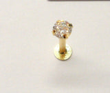 14K Yellow Gold Cartilage Helix Tragus Lip Stud Clear Crystal CZ Claw Set 16g - I Love My Piercings!