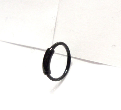 Black Titanium Bar Attached Ear Cartilage Hoop Ring 20 gauge 20g 7 mm diameter - I Love My Piercings!