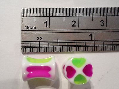 HEARTS Acrylic Double Flare Plugs Ear Rings 2 gauge 2g - I Love My Piercings!