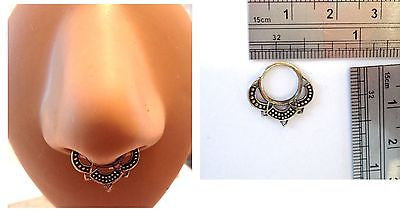 Gold Brass Looped Ornate Septum Jewelry Hoop Barbell Ring 16 gauge 16g - I Love My Piercings!