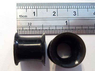2 pieces Pair Black Silicone Flexible Double Flare Lobe Tunnels 00 gauge 00g - I Love My Piercings!