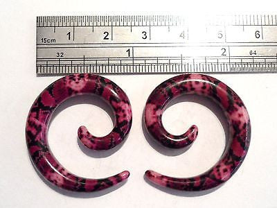 Pair 2 pieces Purple Pink Flowered Acryic Spiral Tapers Plugs 4 gauge 4g - I Love My Piercings!