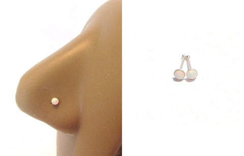 2 mm Sterling Silver Opalescent Nose Bones Straight Pin Post Ball End 22 gauge - I Love My Piercings!