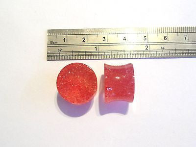 Double Flare GLITTER Plugs LOBE Gauges 5/8 inch RED - I Love My Piercings!