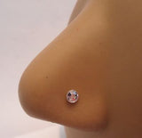 6 Sterling Silver 3mm Crystal Flat Back Sits Flush Nose Studs 22 gauge 22g - I Love My Piercings!