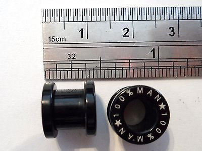 BLACK Screw Fit  Acrylic Tunnels 100% MAN 0 gauge 0G - I Love My Piercings!