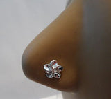 Sterling Silver Nose Stud Pin Ring L Shape Flower Swirl 20g 20 gauge - I Love My Piercings!
