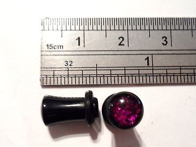 Pair 2 pieces Purple Glitter Sparkle Single Flare Plugs 4 gauge 4g - I Love My Piercings!