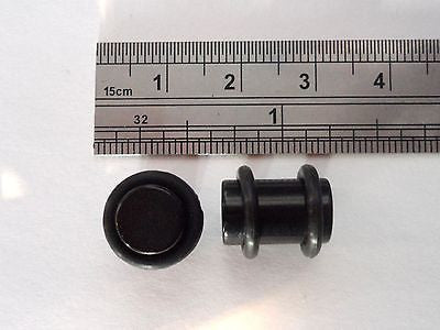2 pieces Pair Black No Flare Lobe Plugs 0 gauge 0g O rings - I Love My Piercings!