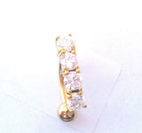 Gold Curved Barbell Clear Crystal Row VCH Jewelry Clitoral Hood 14 gauge 14g - I Love My Piercings!