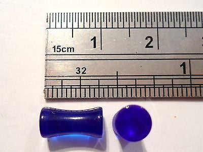 New Pair ACRYLIC Double Flare Plugs Ear 6 gauge BLUE - I Love My Piercings!