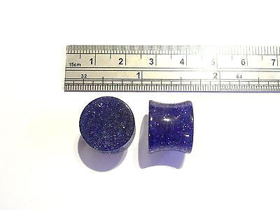 Double Flare GLITTER Plugs LOBE Gauges 9/16 inch BLUE - I Love My Piercings!