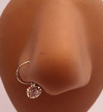 Gold Plated India Style Clear Crystal Dangle Nose Hoop 22 gauge 22g - I Love My Piercings!