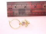 Gold Plated India Style Clear Crystal Fancy Dangle Nose Hoop 22 gauge 22g - I Love My Piercings!