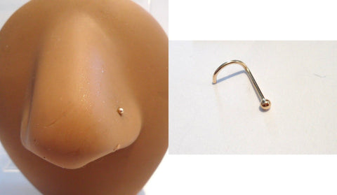 14K Yellow Gold Tiny Ball Nose Screw Curl Twist Post Stud Ring 20 gauge 20g - I Love My Piercings!
