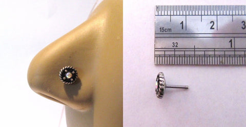 Surgical Steel Button Style Crystal CZ Nose Bone Straight Pin Ball End 20 Gauge - I Love My Piercings!