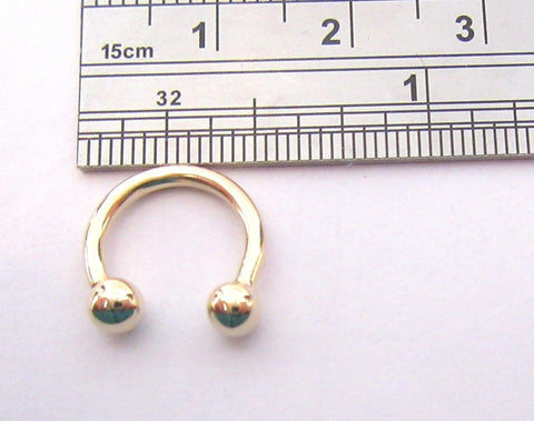 14K Yellow Gold Horseshoe Half Hoop with Balls 14 gauge 14g 10 mm Diameter - I Love My Piercings!
