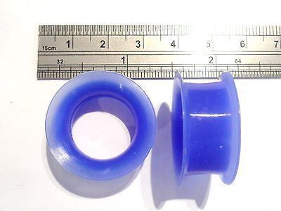 Pair Flexible Soft Silicone Double Flare Ear Lobe Tunnels Blue 7/8 inch - I Love My Piercings!