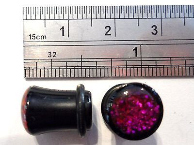 Pair 2 pieces Purple Glitter Sparkle Single Flare Plugs 0 gauge 0g - I Love My Piercings!