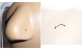 10K Yellow Gold 1.5mm Tiny Ball L Shape Nose Pin Stud Jewelry 22 gauge 22g - I Love My Piercings!