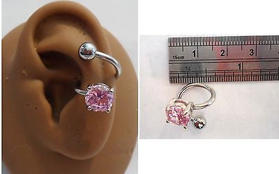 Stainless Surgical Steel Pink Crystal Wrap Cuff Conch Ring Hoop 14 gauge 14g - I Love My Piercings!