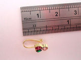 Gold Plated India Style Clear Emerald Green Pink Crystal Flower Nose Cuff Clip - I Love My Piercings!