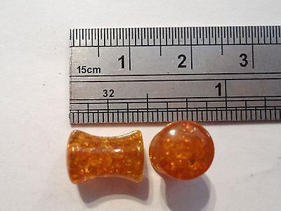 Pair 2 pieces Amber Double Flare Stretched Ear Lobe Plugs 2g 2 gauge - I Love My Piercings!
