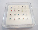 20 Pack Claw Set 2mm Crystal Nose Straight Pins Studs 22 gauge 22g - I Love My Piercings!