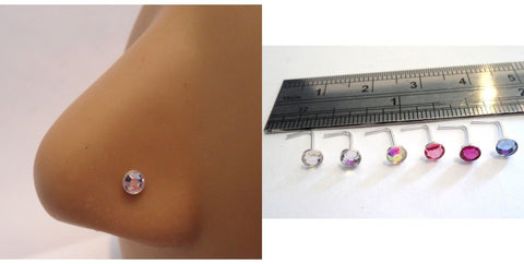 6 Sterling Silver 3mm CZ Crystal Flat Back Sits Flush Nose Studs 22 gauge 22g - I Love My Piercings!