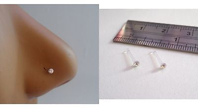 2 Clear Crystal Post Sensitive Metal Allergie Nose Bones Ball End 20 gauge 20g - I Love My Piercings!