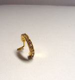 Gold Plated L Shape Nose Ring Stud Hoop Clear CZ Crystals 20g 20 gauge - I Love My Piercings!