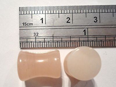 2 Pieces Pair Rose Quartz Stone Double Flare Lobe Plugs 0 gauge 0g - I Love My Piercings!