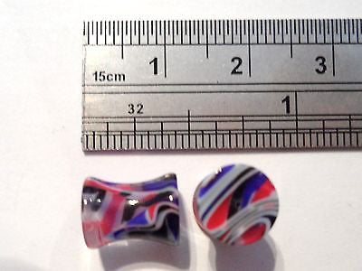 Pair COLORFUL Double Flare Ear Lobe Plugs 2 gauge 2g - I Love My Piercings!