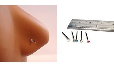 5 Black Crystal Nose Straight Pins Studs Posts Rings 20 gauge 20g - I Love My Piercings!