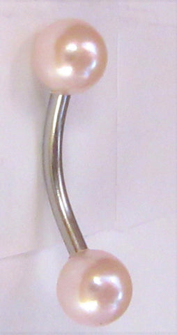Pink Faux Pearl Balls Curved Barbell VCH Clit Clitoral Hood Ring 14 gauge 14g - I Love My Piercings!