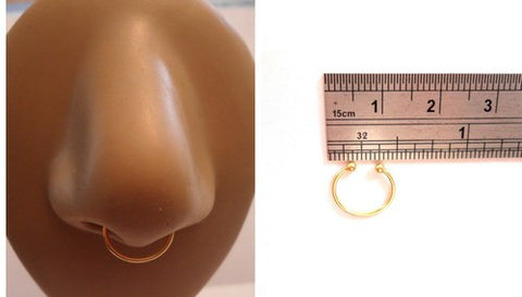 Gold Fake Faux Septum Ring Hoop Looks 20 gauge 9mm Diameter - I Love My Piercings!