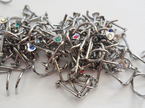 Wholesale 25 piece Nose Rings Screws Twist Curled Heart 20g 20 gauge CZ Gem - I Love My Piercings!
