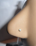 10K Yellow Gold Bezel Set Clear CZ Nose Screw Curl Twist Stud Post 20 gauge 20g - I Love My Piercings!